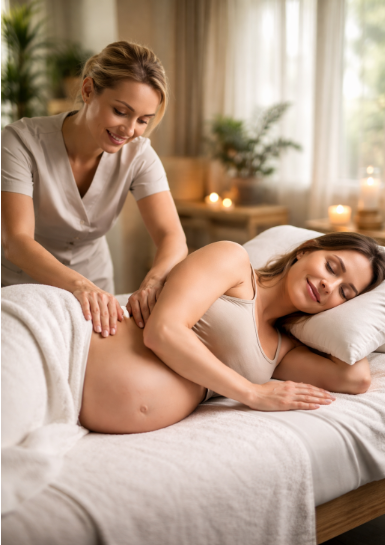 Pregnancy massage therapy helping expecting mothers relax